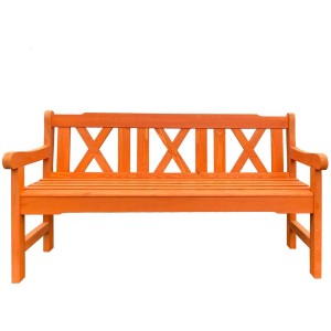 Banc de jardin 3 places Big Mario en bois couleur cerise.