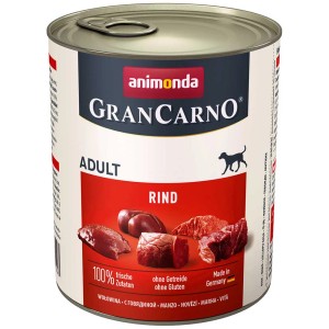 Animonda Gran Carno Adult Manzo, 6x800g lattina di cibo umido per cani con manzo fresco.