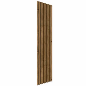 Pannello acustico Nordic Outdoor Pro in pino termotrattato con lamelle verticali in legno marrone per facciate.