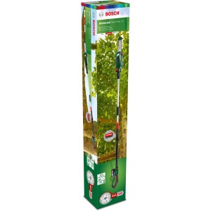 Emballage de la tronçonneuse télescopique sans fil Bosch UniversalChainPole 18 Solo. Elagueuse pour l'entretien des arbres.