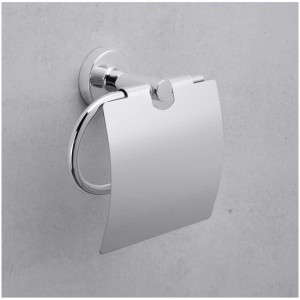 Porta carta igienica Diaqua Sofia cromato con coperchio per montaggio a parete.