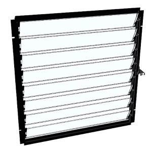 Fenêtre à persiennes noire Halls pour serres Cotswold & Traditional, lamelles en verre pour une ventilation optimale.