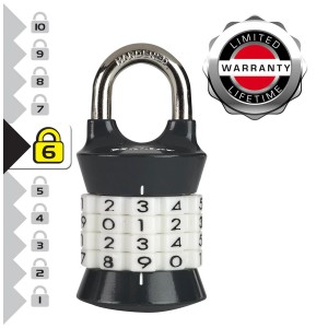 Master Lock Zahlen-Vorhängeschloss mit 4-stelligem Code und Stahlbügel. Ideal zur Sicherung von Gepäck.