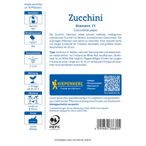 Sachet de graines de courgettes Kiepenkerl Diamant F1-Hybrid pour potager.