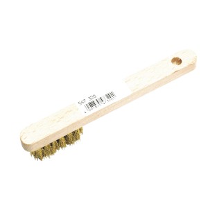 Spazzola per candele LUX Classic, 14,5 cm, con filo di ottone e manico in legno.