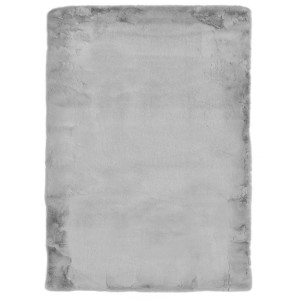 Tappeto grigio Loano, 60x120 cm, in pelliccia sintetica facile da pulire per ambienti moderni.