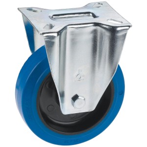Roue pivotante Doerner + Helmer avec roue bleue et boîtier en acier galvanisé.