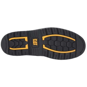 Semelle de la chaussure de sécurité noire Cat Powerplant S3, taille 40, avec détails jaunes.