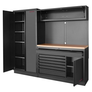 Kraftwerk Werkstatt-2er-Kombi Mobilio Schwarz (HxBxT) 200 x 227,5 x 48,8 cm