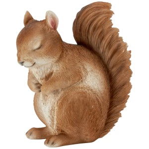 Sitzendes Deko-Eichhörnchen in Dunkelbraun für Garten und Haus, 11x18x19 cm.