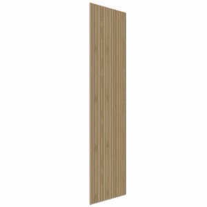 DenPanels Akustikpaneel Eiche Dunkel Melamin Random, vertikale Lamellen, schwarze Filzrückseite. Schallschutz.