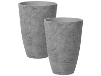 Beliani Pflanzentopf Camia 2er Set Grau Rund (HxBxT) 60 x 43 x 43 cm
