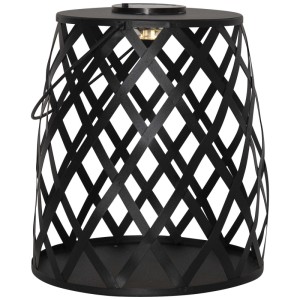 Lanterne solaire noire Calabria avec motif délicat, Ø 26 cm, pour un éclairage d'ambiance dans le jardin.