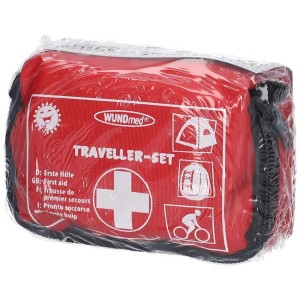 Kit di pronto soccorso Wundmed Traveller rosso, 32 pezzi, per attività all'aperto e viaggi.