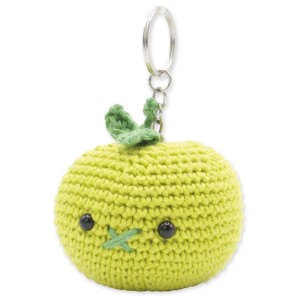 Kit Hardicraft per un portachiavi a forma di mela verde all'uncinetto.