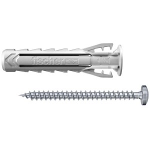 Cheville Fischer SX Plus 5x25 avec vis, idéale pour des fixations sûres.