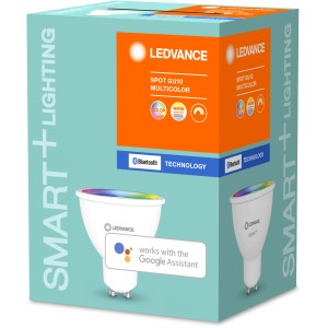 Lampada riflettore LED Ledvance Smart+ Bluetooth PAR16, RGBW, compatibile con Google Assistant.