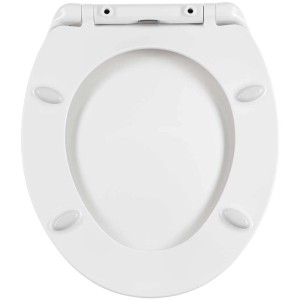 Abattant WC Diaqua Formica Duroplast blanc avec fermeture ralentie, vue de dessus.
