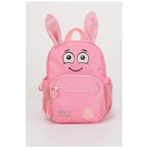 Rosa Colop Marky Kinderrucksack aus Polyester mit Hasenohren und freundlichem Gesicht. Ideal für Kindergarten.