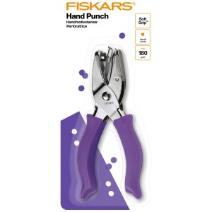 Fiskars punzone a mano per piccoli cerchi, manico viola, ideale per il fai da te.