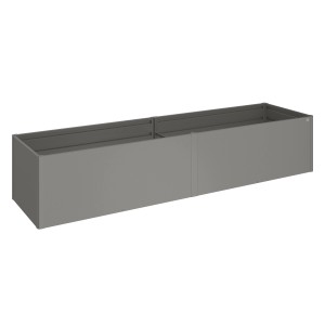 Aiuola rialzata in metallo Biohort, 397x102x77 cm, grigio quarzo metallizzato. Ideale per giardino e terrazzo.