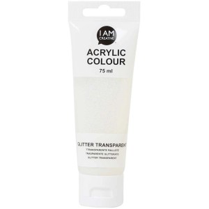 Tube I Am Creative Acrylfarbe Glitter Transparent, 75 ml.