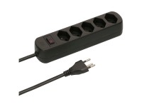 Steckdosenleiste Basic Line 5 x Typ13 Schwarz mit Schalter und Kindersicherung