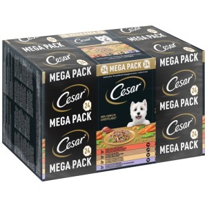 Cesar cibo umido per cani Landragout Mega Pack con 24 porzioni singole in vari gusti.