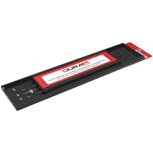 Set portatarga Durafix, plastica nera, per targhe auto anteriori e posteriori.