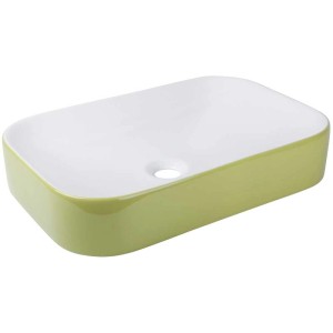 Lavabo d'appoggio Cuando, bianco/verde muschio, 60 cm, forma ovale.
