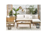 Beliani Lounge-Set Cremona 4-Sitzer Akazienholz Braun Cremeweiss