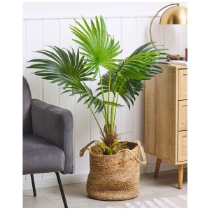 Pianta artificiale Fan Palm, alta 100 cm, in vaso di iuta. Pianta decorativa.