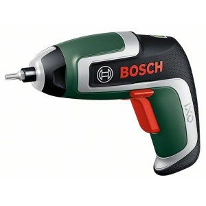 Avvitatore a batteria Bosch IXO 7 con batteria, cavo di ricarica e scatola. Avvitatore compatto in verde/nero/argento.