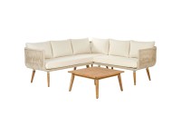 Beliani Ecklounge Alcamo Akazienholz Hellbeige