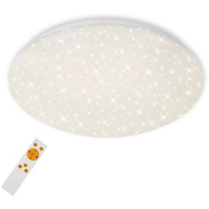 Plafonnier LED blanc Briloner avec effet ciel étoilé et télécommande.