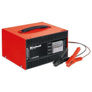 Caricabatterie Einhell CC-BC 10 E per auto elettriche con maniglia e pinze.