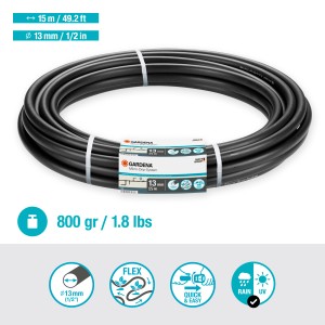 Tubo di derivazione flessibile Gardena, 15m, Ø 13mm, per sistemi Micro-Drip, irrigazione flessibile del giardino.