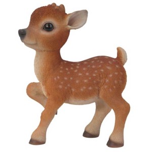 Laufendes Rentier-Baby von Vivid Arts, Gartendeko mit weißen Punkten, 18,5x15x8,5 cm.