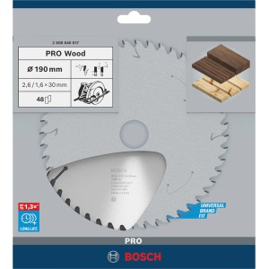 Lama per sega circolare Bosch Pro Optiline, diametro 190mm, per legno e derivati.