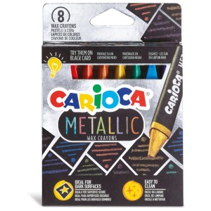Carioca Metallic Wachsmalkreiden, 8 Stk., für Bastelarbeiten mit Metallic-Effekt.