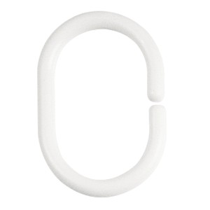 Anneau de rideau de douche Spirella C-Minor en plastique blanc pour tringles de douche.
