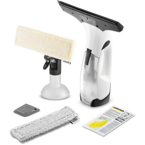 Kärcher WV 2 Plus P nettoyeur de vitres sans fil avec pulvérisateur, chiffon microfibre et câble de charge.