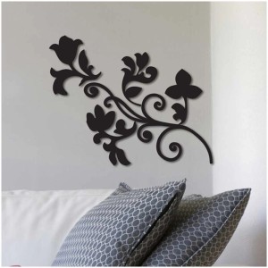 Wandsticker Arabesque Foam, 3D-Effekt, 31x31 cm, schwarzes florales Design.
