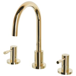 Miscelatore per lavabo a 3 fori Sipi in ottone dorato per il bagno.