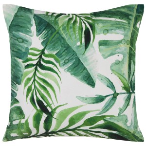 Lot de 2 coussins de jardin Beliani motif feuilles vert pour jardin & terrasse.