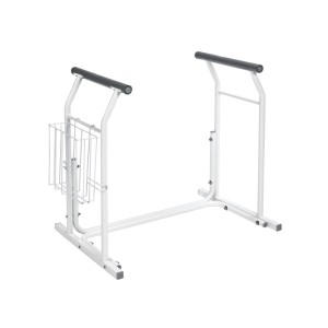 Ridder aide mobile WC, acier blanc avec panier, pour plus de sécurité dans la salle de bain.