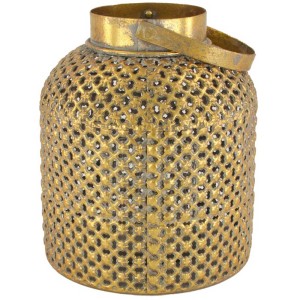 Lanterne en métal doré Tegeas avec anse, Ø 19 cm, hauteur 22 cm.