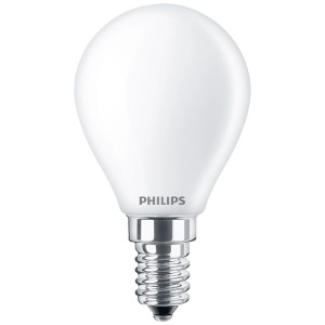 Matte Philips LED-Glühbirne in Tropfenform, E14, 40W, 2700K, ultraeffizient und energiesparend.