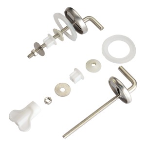 Kit di fissaggio sedile WC OBI in acciaio inox per una facile installazione.