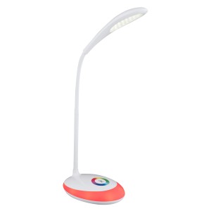 Weiße LED-Tischleuchte Minea von Globo mit Farbwechsler und flexiblem Arm für den Schreibtisch.